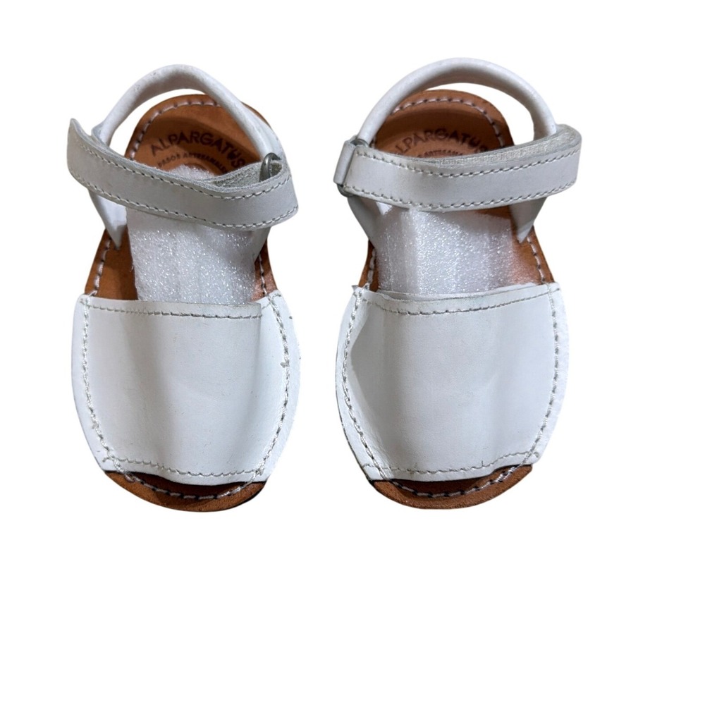 Alpargatus Avarca Sandals Kids Size 22 White Leather Hook and Loop Spain